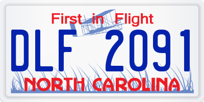 NC license plate DLF2091