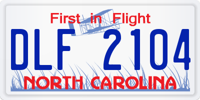 NC license plate DLF2104