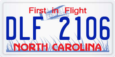 NC license plate DLF2106