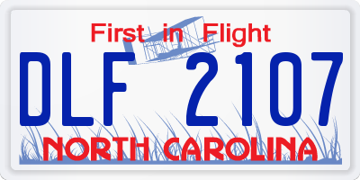 NC license plate DLF2107