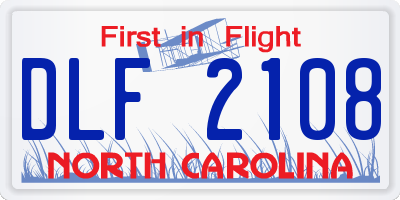 NC license plate DLF2108