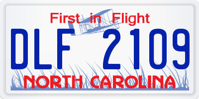 NC license plate DLF2109