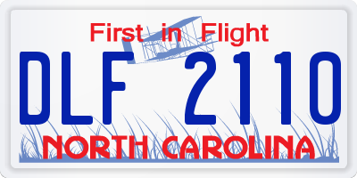 NC license plate DLF2110