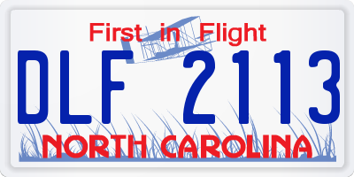 NC license plate DLF2113