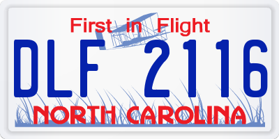 NC license plate DLF2116