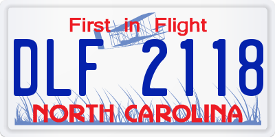 NC license plate DLF2118