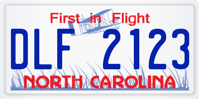 NC license plate DLF2123