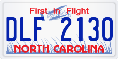 NC license plate DLF2130