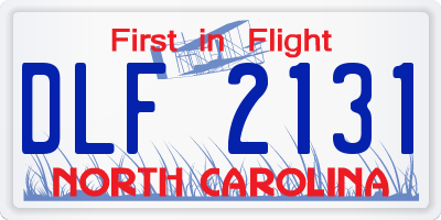 NC license plate DLF2131