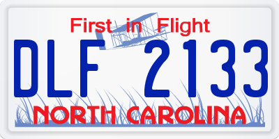NC license plate DLF2133