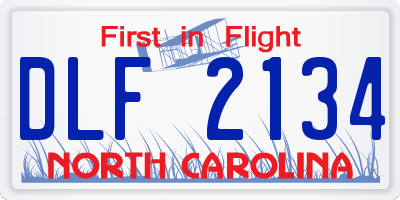 NC license plate DLF2134