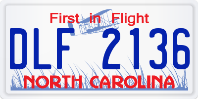 NC license plate DLF2136