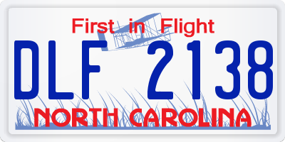 NC license plate DLF2138