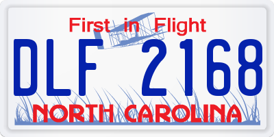 NC license plate DLF2168