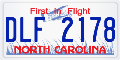 NC license plate DLF2178