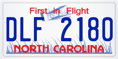 NC license plate DLF2180