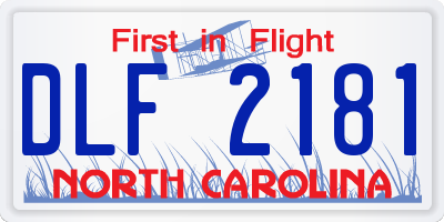 NC license plate DLF2181