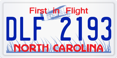 NC license plate DLF2193