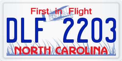 NC license plate DLF2203