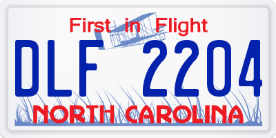 NC license plate DLF2204