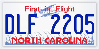 NC license plate DLF2205