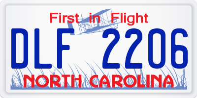 NC license plate DLF2206