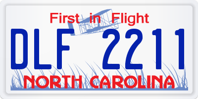 NC license plate DLF2211