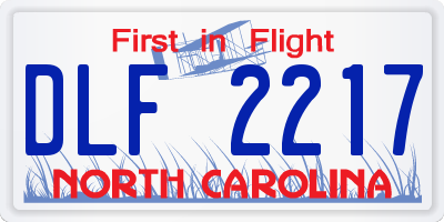 NC license plate DLF2217