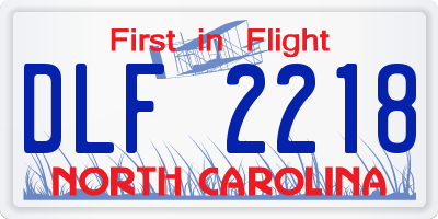 NC license plate DLF2218