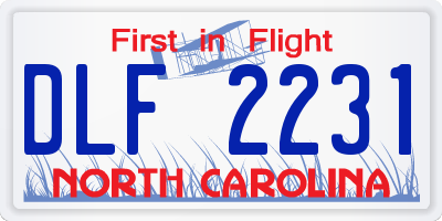 NC license plate DLF2231