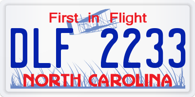 NC license plate DLF2233