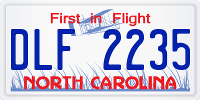 NC license plate DLF2235
