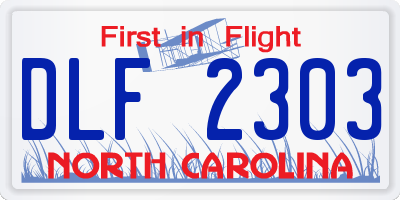 NC license plate DLF2303