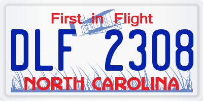 NC license plate DLF2308