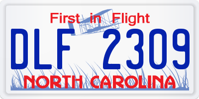 NC license plate DLF2309