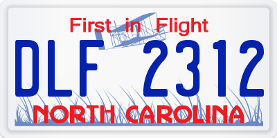 NC license plate DLF2312