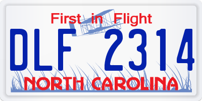 NC license plate DLF2314