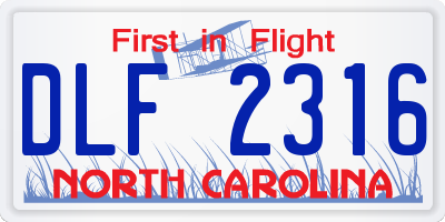 NC license plate DLF2316