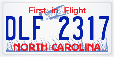 NC license plate DLF2317