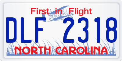 NC license plate DLF2318