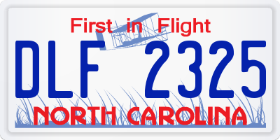 NC license plate DLF2325