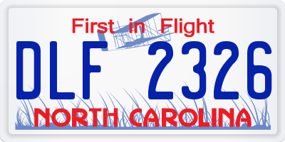 NC license plate DLF2326