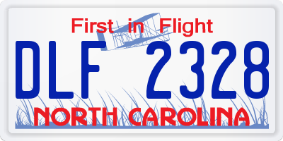 NC license plate DLF2328