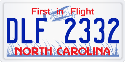 NC license plate DLF2332