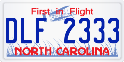 NC license plate DLF2333