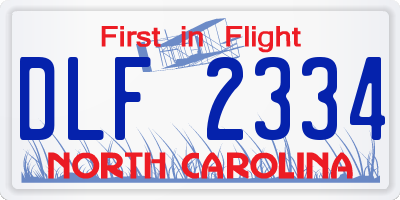 NC license plate DLF2334