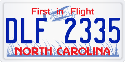 NC license plate DLF2335
