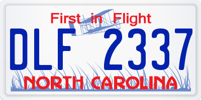 NC license plate DLF2337