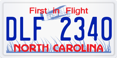NC license plate DLF2340