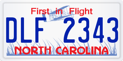 NC license plate DLF2343